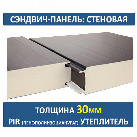 Сэндвич-панель трехслойная ПИР толщиной 30мм